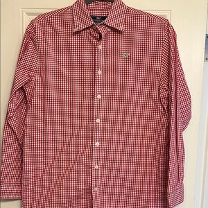 Boys Vineyard Vines Red and White Gingham Button-Down Shirt - like new!